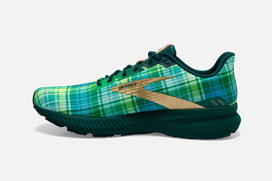 Launch 8 Road Brooks Running Shoes NZ Womens - Green/Gold - XGMNFY-479